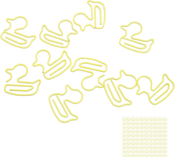 Duck Paper Clips 100pcs, Cute Yellow Duckling Design for Organizing Office School Paper Files