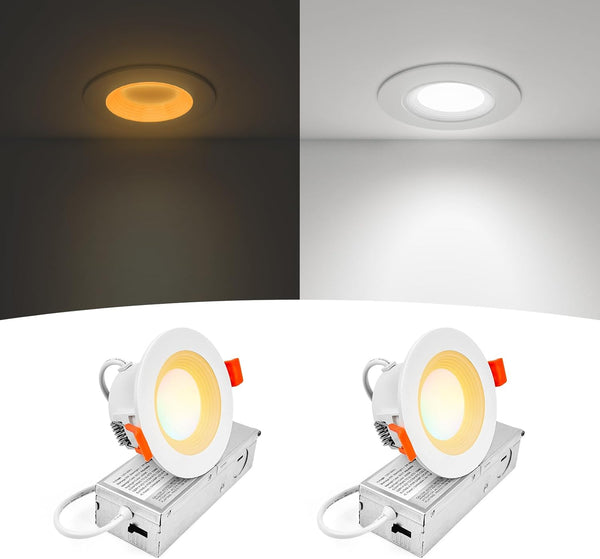 3 Inch Anti-Glare Recessed LED Lights with Night Light, Deep Baffle Downlight,