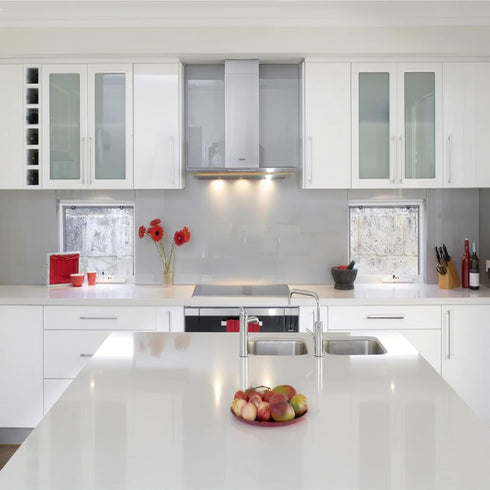 TANONE White Wallpaper, 17.7" X 118", Peel and Stick Countertop Glossy Self Adhesive Vinyl Film for Kitchen