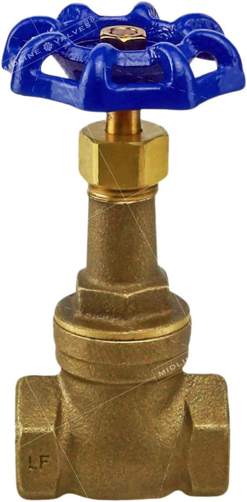 Midline Valve I44U256 Long Bonnet Gate Valve with Wheel Handle, Heavy Duty, Lead-Free, 3/4 in. FIP