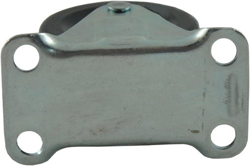 Heavy Duty Rubber Caster Wheel with Rigid Non-Swivel Top Plate - 2-Inch, 125 lb Load Capacity