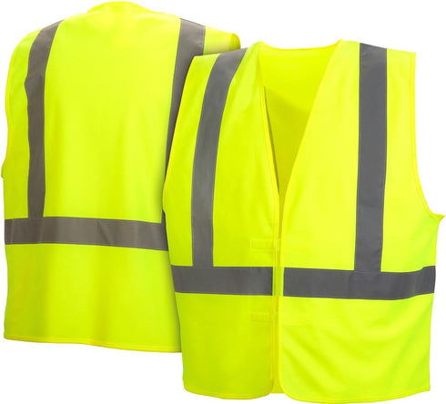 Pyramex Safety Hi-Vis Safety Vest - Reflective Tape, Hi-Vis Lime, Medium
