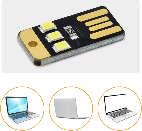 Tizuqe 5Pcs 0.2W LED Lamp Reading Book Light USB Night Light Pocket Card LED Keychains Lamp