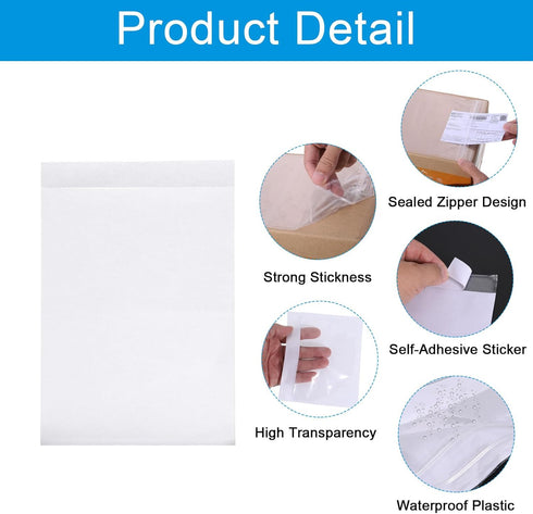 PATIKIL 6x8.6" Clear Packing List Envelope, 200 Pack Plastic Waterproof Self-Adhesive Side Loading Mailing Invoice
