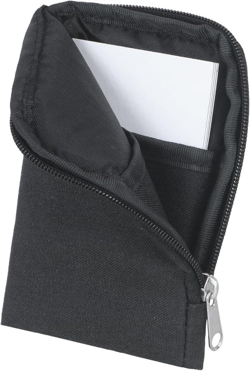 Business Card Holder Case with Zipper Pocket, Wallet for Men or Women, Black Business Card Carrier