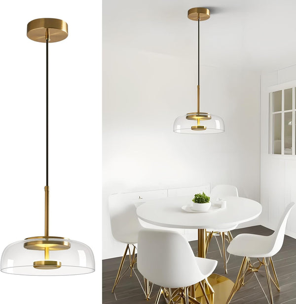 LBSQJ Clear Glass Pendant Lights Kitchen Island Modern 6000K LED Pendant Light Fixtures