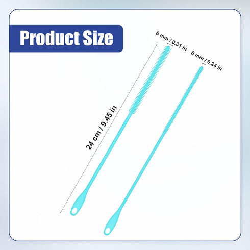 XIHIRCD 2pcs 6mm+8mm Silicone Straw Brushes, Extra Long Straw Cleaner Brush Reusable Hanging Straw Cleaning Brush