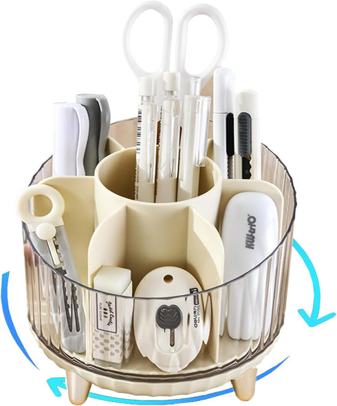 Rotating Pencil Holder, Multi-Compartment Desk Organizer, Stylish Storage Solution for Home Offices, Classroom, Art