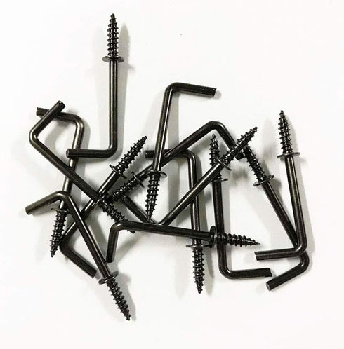 50 Pcs Black 1-1/4 Inch Screw Hooks, Vintage L Shape and Right Angle Medal Hooks