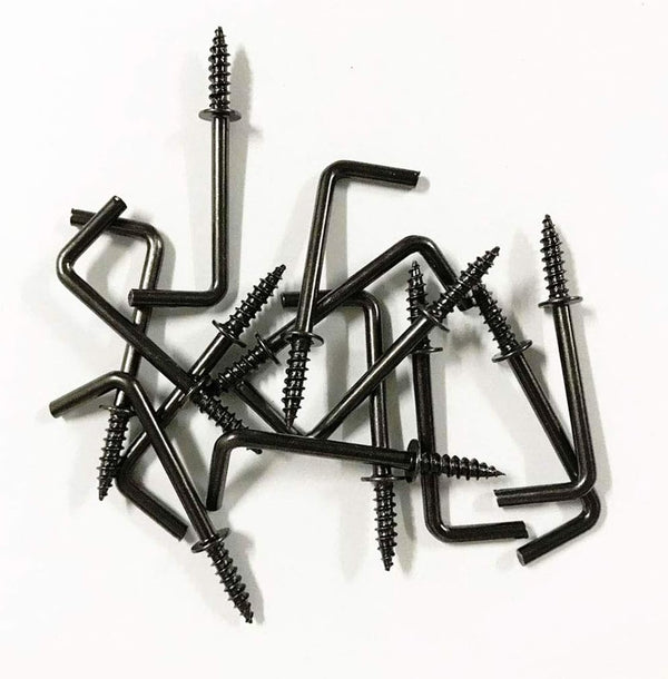 50 Pcs Black 1-1/4 Inch Screw Hooks, Vintage L Shape and Right Angle Medal Hooks