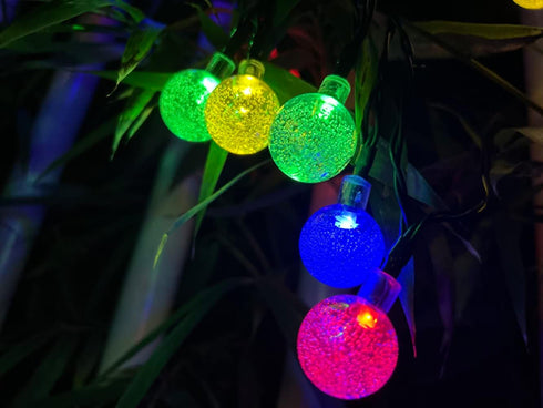 Solar String Lights Outdoor, 20ft Waterproof 30 LEDs, 8 Modes Crystal Globe Fairy Lights for Backyard Patio Wedding
