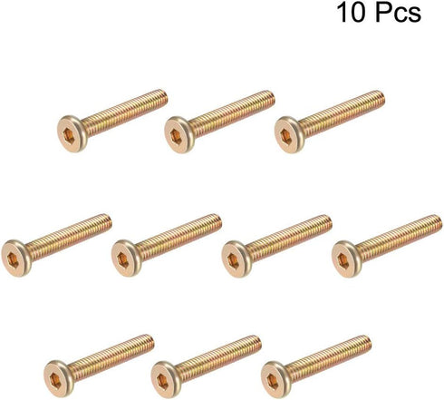 uxcell M6x35mm Furniture Screw, Hex Socket Machine Screws, Zinc Plated Fasteners, 10Pcs