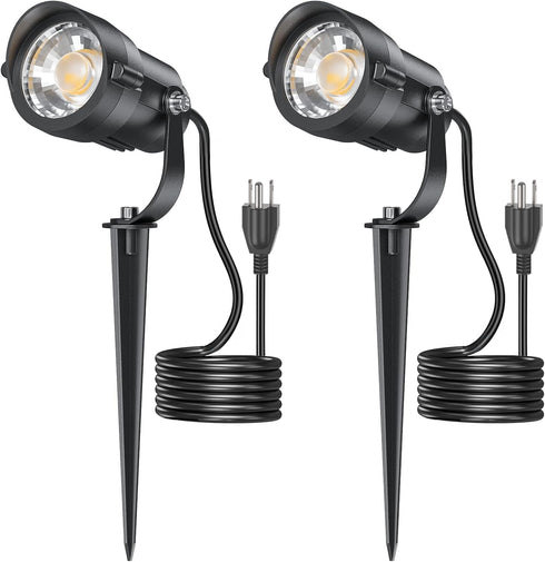 HIBOITEC Plug in Outdoor Spotlight 12W, 2900K 36 COB LED Landscape Lighting