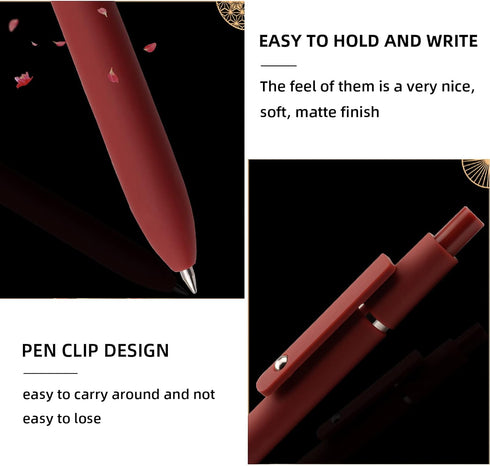 Gel Pens, 10 Pcs 0.5mm Black Ink Fine Point Smooth Writing with Silicone Grip, High-End Series for Journaling