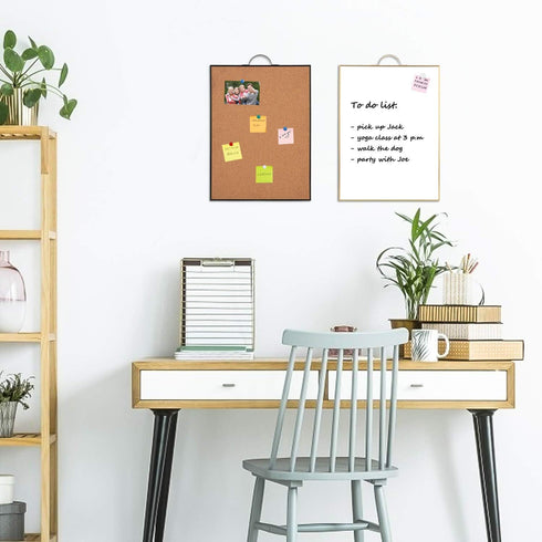 Small Whiteboard Cork-Board Combination - 16" x 12" Portable Aluminum Frame Magnetic Dry Erase Board Mini Bulletin Cork