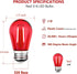 15 Pack S14 Bulbs, 2 Bulbs E26 Bulbs, 120V LED Red String Light Shatterproof Watt Replacement for Outdoor String Light