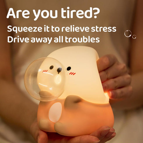 CQDAKET Dimmable, Sea Otter Night Light for Kids, Rechargeable Bedside Touch Lamp, with Timer, Soft Silicone Nursery