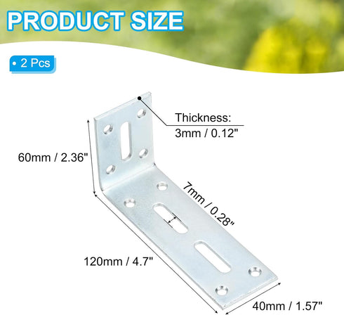 4 18/25" 2 PATIKIL Adjustable L Bracket with Slot, Pcs Floating Shelf Bracket Right Angle Corner Braces L-Shape Corner