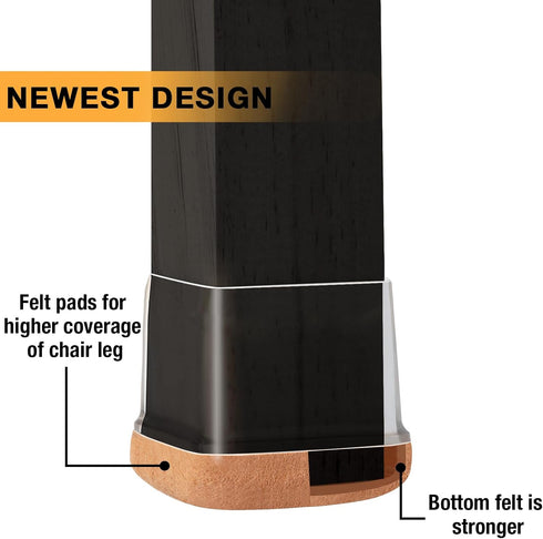 24 1-2/5" 1-4/5") Pcs Extra Large Square Chair Leg Floor Protectors, Silicone Chair Leg Protectors for Hardwood Floors