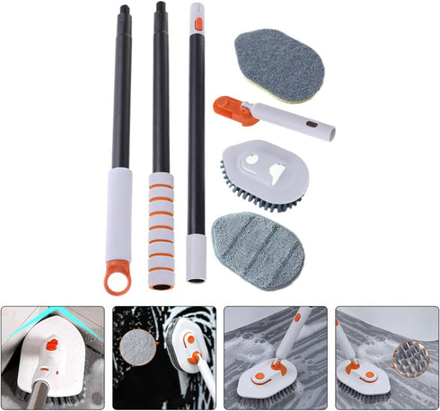 Versatile Floor and Grout Cleaning Brush with Extendable Handle and Replaceable Pads