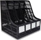 SAYEEC Desktop Magazine Holder, 4 Compartments Vertical File Organizer for Home Office and School (Black)