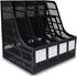 SAYEEC Desktop Magazine Holder, 4 Compartments Vertical File Organizer for Home Office and School (Black)