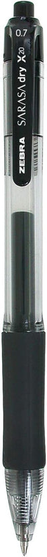 Zebra Pen Sarasa Dry X20 Retractable Gel Pen, Medium Point, 0.7mm, Black Ink, 2-Pack (Packaging May Vary)