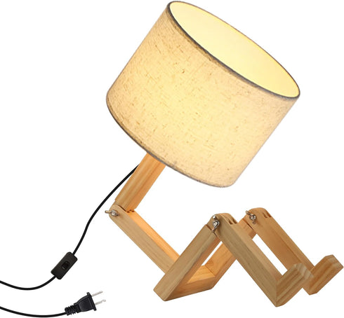 Cute Desk Lamp with Wood Base, Changeable Shape Creative Robot Table Lamp,