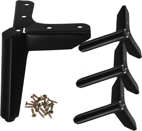 NUOBESTY 4Pcs Heavy Duty Metal Furniture Legs with Anti-Slip Rubber Pads Black