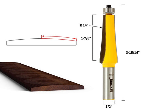 14-Inch 1/2-Inch 13007 YONICO Guitar Finger Board Radiusing Router Bit Radius Shank