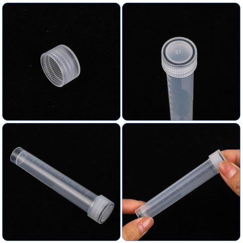 10PCS Clear Plastic Test Tubes with Caps, 10ml Vials Seal Cap Container for Laboratory School Scientific Experiments