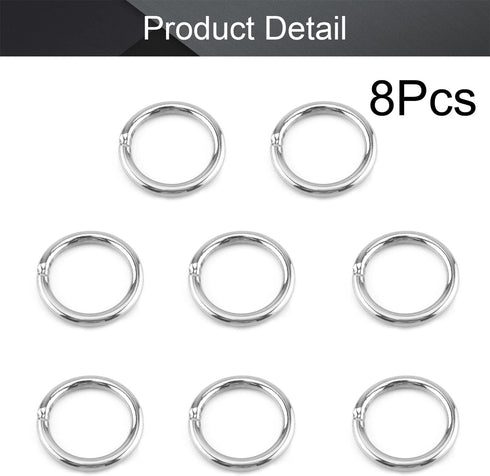 MroMax 8Pcs 201 Stainless Steel O Ring - 1.97" OD x 0.24" Thickness for Hanging Basket Chairs and Plants