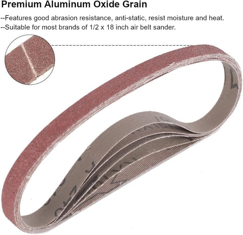 1/2 inch x 18 inch Sanding Belts - 20 Pack Fine Grits for Woodworking, Metal Polishing