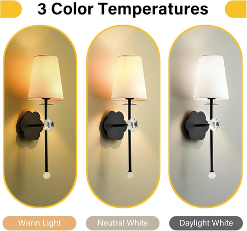 MHSNL 1 Pack Battery Operated Wall Sconces,Crystal Plum Blossom Decor Rechargeable Wall Lights with Detachable