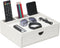 Leather Desk Organizer with Drawers, Home Cosmetics Organizer, Phone Remote Organizer, White