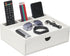 Leather Desk Organizer with Drawers, Home Cosmetics Organizer, Phone Remote Organizer, White