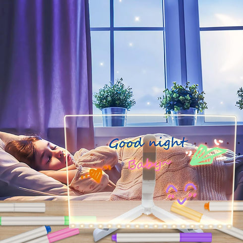 LED Note Board with Colors, 2024 New Glowing Acrylic Dry Erase Board with Stand for Memo Letter Note