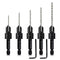 5-pc Countersink Drill Bit Set, 3in1 Woodworking Counterbore Hole Drill Bits for Screws #6 8 10 12 16, 1/4 Hex Shank