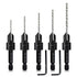 5-pc Countersink Drill Bit Set, 3in1 Woodworking Counterbore Hole Drill Bits for Screws #6 8 10 12 16, 1/4 Hex Shank