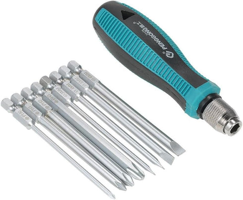 9pcs/set Precision Multi-Bit Screwdriver Set - Strong Magnetic 1/4" Hex Shank Slotted Phillips Head Kit with Rubber