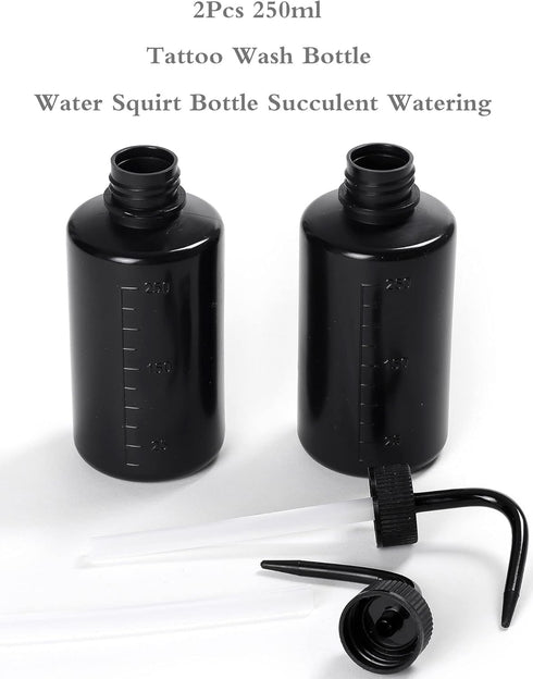 2Pcs Tattoo Wash Bottle 250ml | 8oz Squirt Succulent Watering Safety Rinse Bottle Watering Tools for Medical Cleaning Washing Bottle Black by HOOMBOOM
