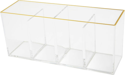 Martha Stewart Kerry Plastic 4 Compartment Pen Holder Office Desktop Organizer, with Gold Trim by Martha Stewart