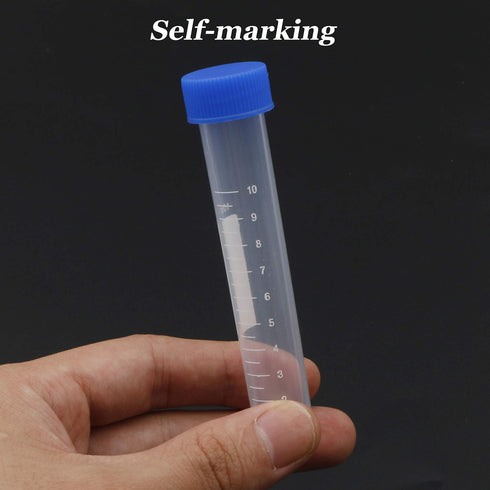 Centrifuge Tubes 10ml Round Bottom Plastic Test Tube Vials with Graduation and Writing Area, Pack of 20