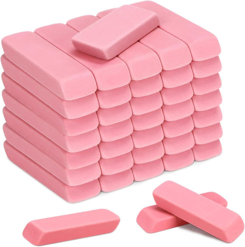 PRALB 144 Pack Pink Erasers, Bulk Classroom Erasers for Art, School, and Office Use