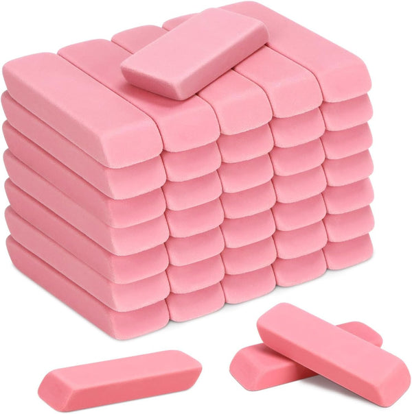 PRALB 144 Pack Pink Erasers, Bulk Classroom Erasers for Art, School, and Office Use