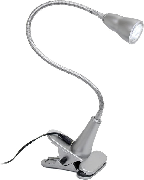 LD2015-SLV 1W Simple Designs LED Gooseneck Clip Light Desk Lamp