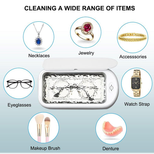 640ML 48KHz Ultrasonic Glasses Cleaner Ultrasonic Jewelry Cleaner for All Jewelry Ring Gold Silver Cleaner Powerful