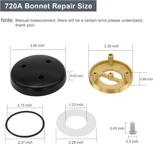 2 pack 720A Bonnet Repair Kit for Wilkins 1/2, 3/4 and 1 Inch Pressure Vacuum Breaker