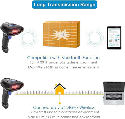 NETUM NT-1228BC Bluetooth Barcode Scanner, Wired & Wireless Connection, Compatible with Smart Phone, Tablet, PC, CCD