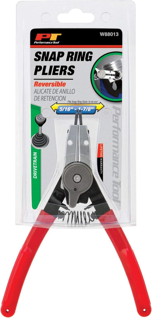 Performance Tool W88013 7-inch Snap Ring Pliers with Cushion Grips, Hex Key and Spare Tips